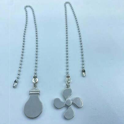 1 Set Ceiling Fan Pull Chain, Bulb And Fan Pattern Pull Chain Extension Fan Pull Chain Pendant 12 Inch Ceiling Fan Chain Extender With Ball Fan Chains Connector