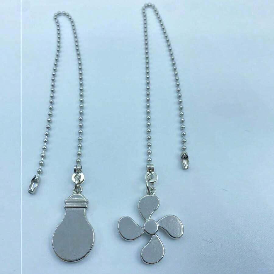 1 Set Ceiling Fan Pull Chain, Bulb And Fan Pattern Pull Chain Extension Fan Pull Chain Pendant 12 Inch Ceiling Fan Chain Extender With Ball Fan Chains Connector - 黑色的 - 查看 1