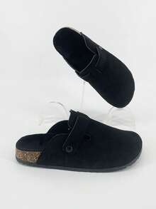 春夏新款秋冬拖鞋，男女通用情侣室内/室外保暖加厚绒毛拖鞋，男女奢华人字拖，黑色毛绒厚底家居拖鞋 - 黑色 - 查看 1