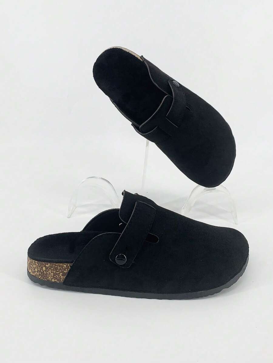 春夏新款秋冬拖鞋，男女通用情侣室内/室外保暖加厚绒毛拖鞋，男女奢华人字拖，黑色毛绒厚底家居拖鞋 - 黑色 - 查看 1