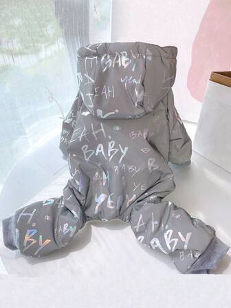 1 st. reflekterande grå, självlysande varm tröja med fyra ben för katter och hundar, lämplig för höst/vinter