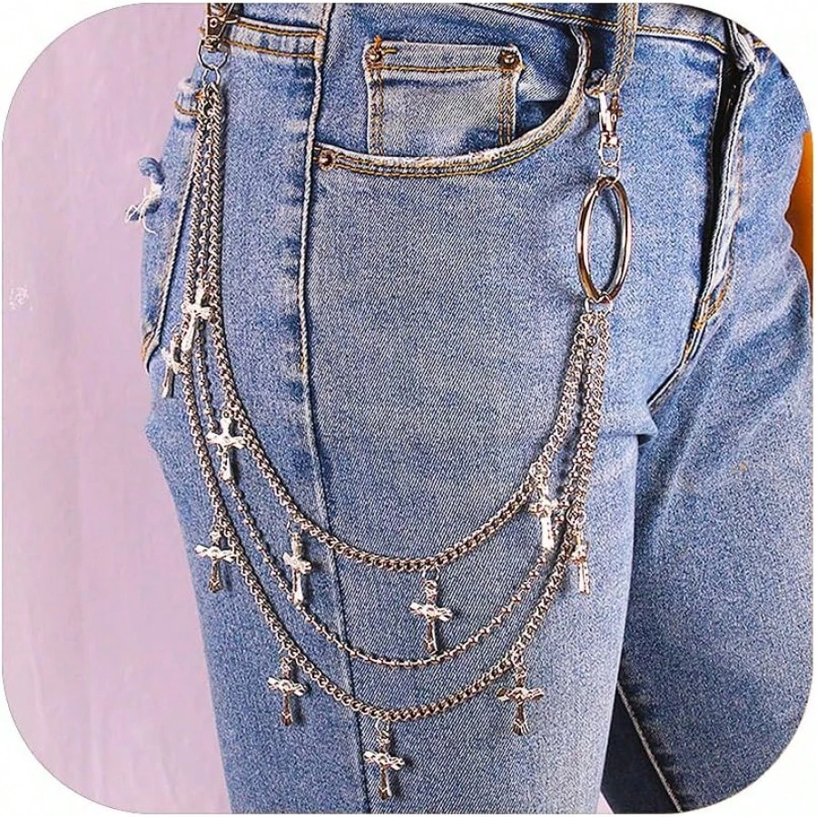 Vivian&CD Jean Chain Belt For Men&Women, Pocket Chain Goth Punk Chain Belt Chain Layered Chunky Pants Chain And Vintage Hip Hop Wallet Chain Jewelry Accessory For Women Men - Christmas3 - 查看 1