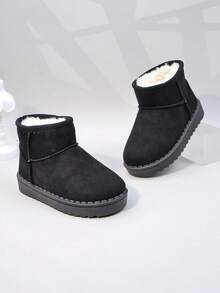 Autumn And Winter New Children's Snow Boots, Medium And Large-sized Children's Flat-bottomed Girls' Shoes, Thick-bottomed Boys' Warm Boots, Baby Ankle Boots With Plush - Black - View 7