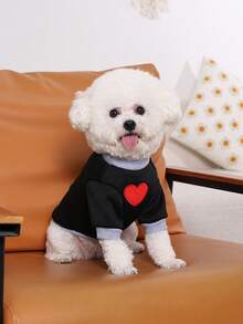 1pc Langxingcs Pet Hoodie With Heart Embroidery, Soft & Warm Fleece Sweatshirt For Small, Medium And Large Dogs & Cats, Simple & Fashionable Pet Clothing - Multicolor - View 14