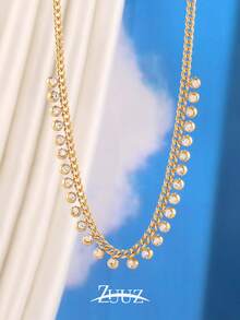 1pc Stainless Steel Pearl Charm Necklace For Women 18K Gold Plated Pearl Chain Choker Necklaces Female Jewelry Best Friends Gifts - necklace - View 10