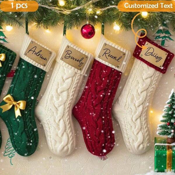 Calze natalizie personalizzate per la famiglia, calza natalizia 2025, calze lavorate a maglia con nome, calza con monogramma, decorazione natalizia regalo, atmosfera calda, multifunzionale, durevole, ornamentale, riutilizzabile, raffinata, elegante, di alta qualità, colorata, moderna, personalizzata, unica, regalo ideale per lui