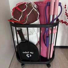1 Heavy-Duty Plastic Mobile Storage Basket With Four Wheels - Multifunctional Organizer Box, Suitable For Yoga Mats, Sports Equipment, And Gym Accessories, Sturdy Structure, Easy To Move, Perfect For Home And Gym Organization, Storage Basket - Multicolor - View 2