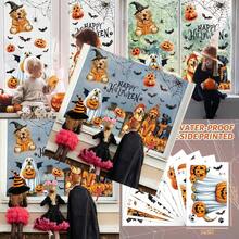 9 Sheets Halloween Dog Window Clings Ghost Pumpkin Bat Window Stickers Double-Sided Glass Decals For Home Classroom Office Party Decoration