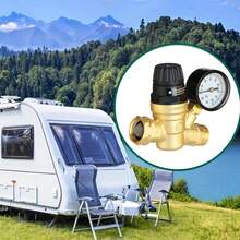 RV Water Pressure Regulator For RV Camper. Brass Lead-Free Adjustable Camper Water Pressure Regulator With 0-160 PSI Gauge ,Reducer Valve W Filter,Package Includes 1 Raw Tape For Water Pipes. - 1 - Xem 7