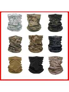 四季战术围巾，迷彩透气，适合骑行、狩猎、夏季跑步、徒步旅行、滑雪 - 男女通用全脸防护颈套，防风、防紫外线，无缝多功能头巾 - 彩色 - 查看 9