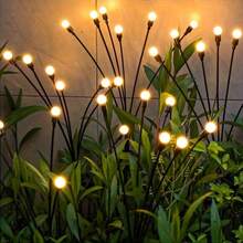 2/4/6/8-Piece Outdoor Garden Path Lights, Solar-Powered Firefly String Lights, IP44 Waterproof Rating, Solar Decorative Lighting For Patios And Yards, Made Of Weather-Resistant Plastic, Easy To Install (Mounting Accessories Included) - Warm Color - View 6