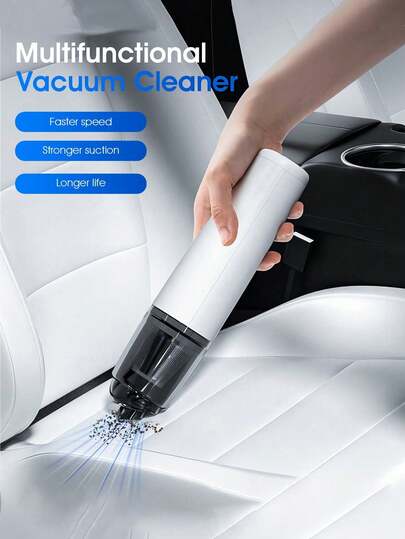 1PC Mini Powerful Handheld Cordless Car Vacuum Cleaner, 2000mAh Super Large Battery,Good Filtering Effect, Strong Suction! White Car Vacuum Cleaner, No Blind Spots! Must-Have Car Gift For Holidays! Dual Use For Home And Car! A Good Helper For Cleaning! Suitable As A Gift For Relatives And Friends!