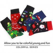 Men's Funny Novelty Crazy Pattern Dress Socks For Gifts - Red/Green/Black/Multicolor Christmas-5m - View 9