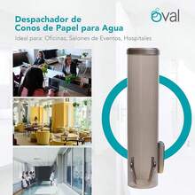 OVAL Dispensador de Conos de Papel | Despachador de Conos para Beber Agua | Capacidad 250 Conos de Papel para dispensadores de Agua | Uso Rudo | Color Humo Transparente - 1 - Ver 5