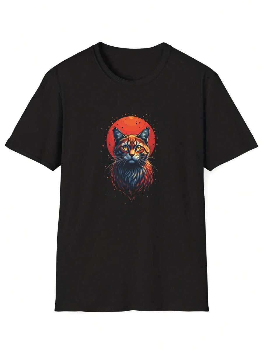 Mystic Cat T-Shirt Vibrant Fire & Shadow Feline Design - 款式12 - 查看 1