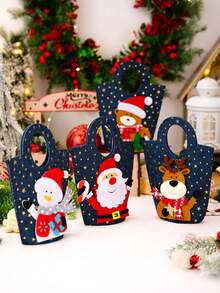 1 Stück Weihnachts-Lebkuchen Party Geschenktüte - Papier Weihnachts-Geschenktüte mit Griff, geeignet für Weihnachtsparty Dekorationen und Feiertags-Zubehör, Geburtstagsfeiern, Hochzeiten, Weihnachtsgeschenke, Weihnachtsdekorationen, Geburtstagsfeiern, Neujahrsgeschenke, Farben und Stile sind zufällig, Weihnachts-Lebkuchenmann Geschenktüten, Weihnachts-Apfel Verpackungsboxen Winterraumdekoration