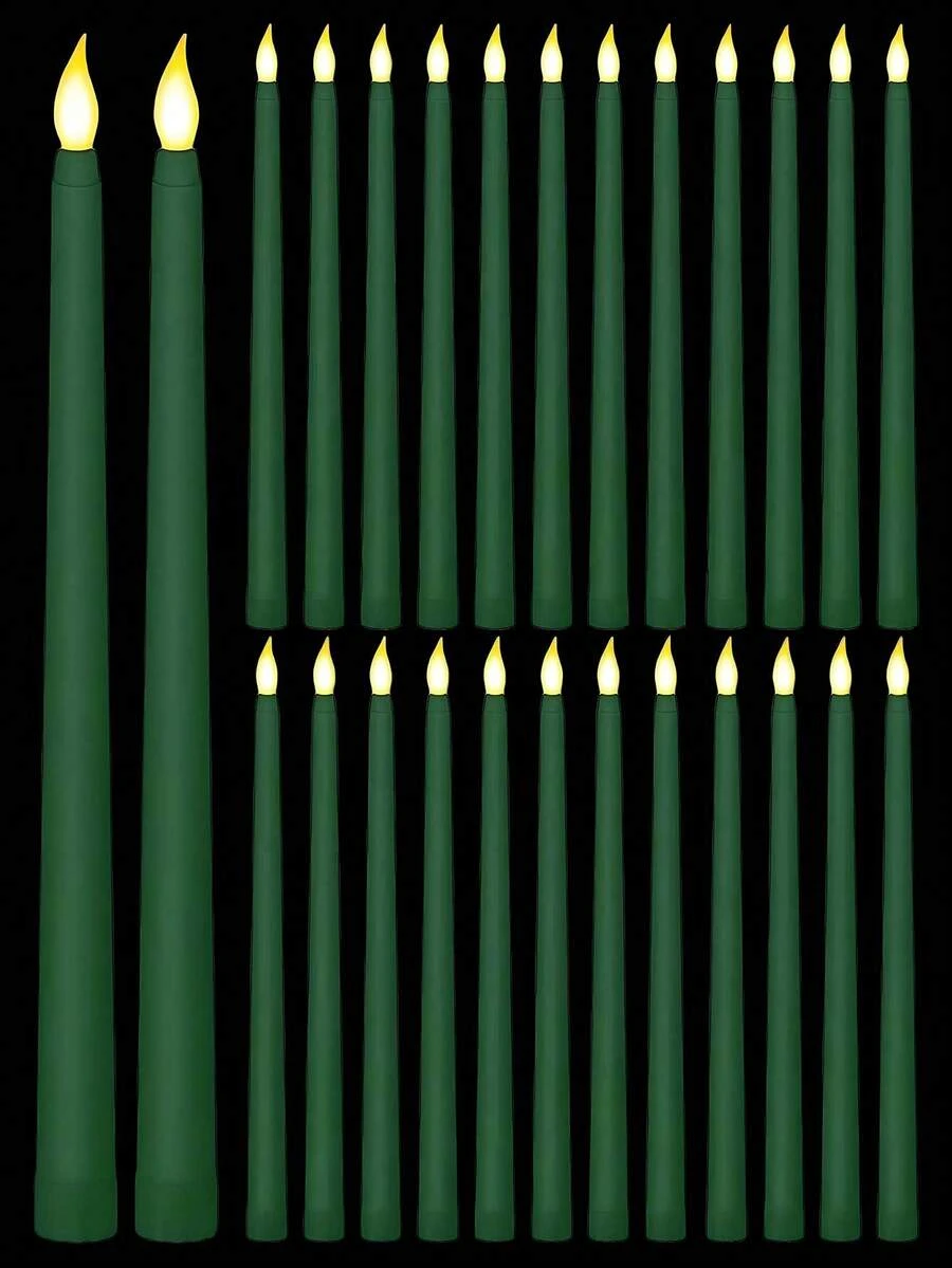 1/3/6件組 無火 LED 蠟燭、錐形蠟燭燈、逼真火焰蠟燭台、電池供電尖頭茶蠟燭，適用於生日、婚禮、聖誕派對、桌面窗台裝飾、感恩節壁爐裝飾、手工藝品（綠色）