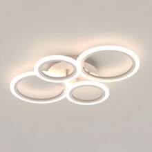 Lampu Plafon LED Interlocking 4/6 Cincin Modern, Lampu Gantung Plafon Bundar Model Flush Mount, 3 Suhu Warna yang Dapat Diredupkan, 3 Pilihan Warna Emas, Hitam, Putih, Lampu Plafon Cincin Minimalis untuk Ruang Tamu, Kamar Tidur, Lorong, Dekorasi Pencahayaan Dalam Ruangan Rumah - MultiWarna - View 8