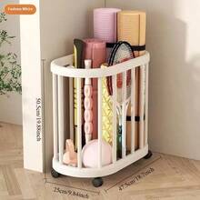 1 Heavy-Duty Plastic Mobile Storage Basket With Four Wheels - Multifunctional Organizer Box, Suitable For Yoga Mats, Sports Equipment, And Gym Accessories, Sturdy Structure, Easy To Move, Perfect For Home And Gym Organization, Storage Basket - Multicolor - View 3