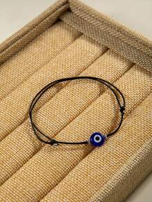 imoli 1 件简约涤纶复古恶魔之眼脚链，手工制作可调节珠宝脚链，适合女士休闲、派对、礼物 - 30877-ank-blue-EP - 查看 5