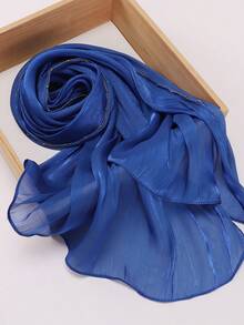 女士柔软欧根纱闪光穆斯林头巾披肩，秋冬新品 - 彩色 - 查看 21