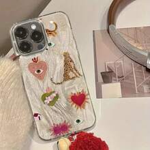 Funda de teléfono creativa y personalizada con plumas plateadas y corazón de estampado de leopardo, a prueba de golpes, mate, resistente a caídas y compatible con  17/17 Pro/17 Pro Max/17 Air/ 16/16 Pro/16 Pro Max/16 Plus/ 15/15 Pro Max/15 Pro/15 Plus/ 14/14 Pro/14 Plus/14 Pro Max/ 13/13 Pro/13 Pro Max/12/12 Pro/12 Pro Max/11/11 Pro/11 Pro Max/XR/X/XS/XS Max.Perfecto como regalo de vacaciones o de cumpleaños para tu novia, novio, amigos e incluso para ti mismo. - Plata 234 - Ver 1