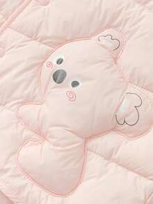 Balabala 小女孩动物动物园IP羽绒背心幼儿冬季2025温暖可爱 - 白紅色 - 查看 5