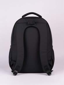 Large School Backpack For Notebook Pink Resistant Multiple Pockets Work Nylon Reinforced School College - Negro - Ver 4