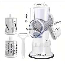 Manual Rotary Vegetable Cutter, Fruit & Vegetable Slicer, Potato Peeler, Multi-Functional Kitchen Grater - White - View 8