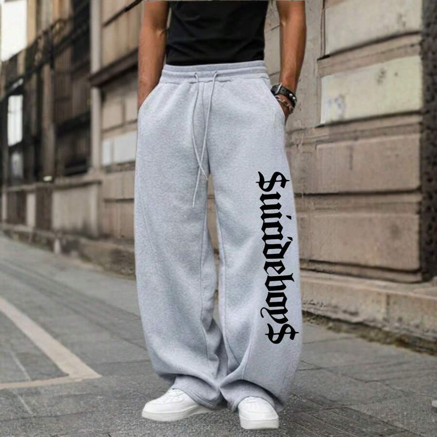 Wide Baggy Casual Comfortable Sweatpants New Streetwear - Xám - Xem 1