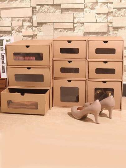 1 Peça Caixa de Armazenamento de Sapatos Empilhável, Estilo de Gaveta Caixa de Papel Multifuncional à Prova de Poeira para Uso Doméstico/Dormitório