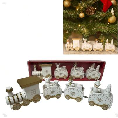 Trem De Madeira 20cm Enfeite Decoração Natalina Trenzinho