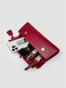 1pc Ostrich Pattern PU Handbag, Multifunctional Shoulder Bag, Crossbody Bag For Women, Suitable For Daily Fashion Matching And Outings, Ideal Choice For Valentine's Day, Comfortable And Fashionable, Stylish Handbag, Personalized Gift Choice, 2025 Accessory, Fashionable Style Suitable For All Occasions, Affordable Luxury Feel, Rebellious Party Bag, Very Suitable For Parties, Weddings, Balls, Dinners/Banquets, Elegant Ladies Bag - 紅色 - 查看 8