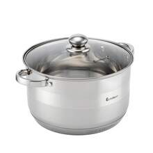 10.1L Stainless Steel Thick Soup Pot With Lid, 28cm Diameter Dual-Ear Pot, Suitable For Induction Cooktop, Gas Stove, Kitchen Cooking Pot For Boiling Soup, Stew, Porridge, Pasta, Turkey, Family Gathering, With Transparent Glass Lid, Easy To Clean - Silver 10.1L - View 3