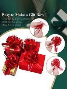 6个装拉花蝴蝶结礼品包装拉花丝带蝴蝶结，节日礼物大号丝带拉花红色拉花 - 可重复使用的生日丝带蝴蝶结，用于包装盒子和装饰品，礼品包装婚礼篮生日派对礼品盒和鲜花装饰，节日圣诞节礼物装饰，完美的节日派对礼物装饰 - 彩色 - 查看 4