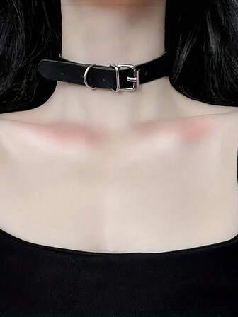 1 件个性化朋克风格黑色皮革颈链复古哥特式颈带适合女性日常佩戴和派对配饰