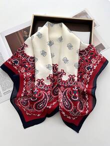 1 件佩斯利印花仿丝男士头巾、百搭围巾、头带、装饰品