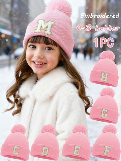 1PC Children A-Z Letter Knitted Caps Girls Hat Kids Beanie Cap Infant Accessories Children Hats Elastic Student Girl Boy Hat