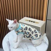 Multi-Color Heart & Leopard Print Pet Vest, Warm Design For Sphynx Cats, Soft Fabric With Unique Print, Fashionable Choice For Autumn/Winter