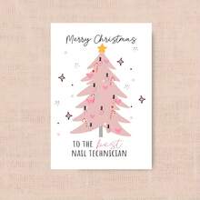 1pc Festive Merry Christmas Card For Nail Technician | Humorous Holiday Greeting Card For Best Nail Tech - Perfect Gift For Friends And Family - Multicolor - View 3
