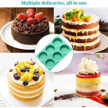 4 pouces Moule en silicone rond pour la cuisson, 1 pièce Grand moule à muffins en silicone antiadhésif, Moule de cuisson à 6 cavités pour sandwichs petit-déjeuner, hamburgers, œufs, whoopie pie