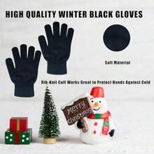 CELCOREERY 6 Pairs Winter Magic Gloves For Women Teens Cold Weather Thermal Warm Stretchy Gloves Black Knit Gloves For Running Driving Hiking Black