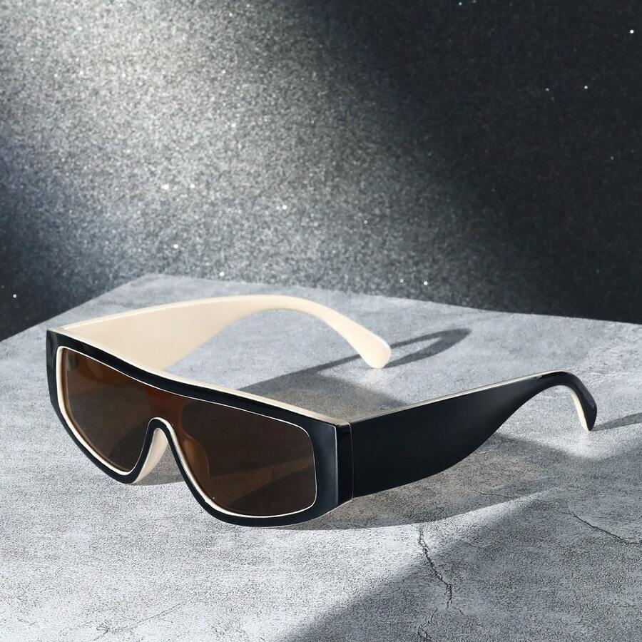 1 Pair Bohemian Style PC (Polycarbonate) Full Frame Square Fashion Glasses, Suitable For Spring, Summer, Autumn And Winter, Suitable For Photography And Gifting, Minimalist And Versatile