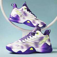 Men's Shoes Fashion Sneakers Breathable Running Shoes Men Arch Support Basketball Shoes Non Slip Sport Shoes Size:38-46 - White Purple - View 3