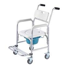 Bedside Commode Chair With Wheels, 350 Lbs Capacity, 4-In-1 Portable Toilet And Raised Toilet Seat With Padded Seat/Backrest/Flip-Up Footrest, Detachable 5L Bucket, Shower Wheelchair For Seniors - 350 Lb - View 8