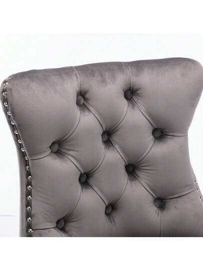 Contemporary Fluwelen Upholstered Bar Stool Buttoned Lattice Wooden Legs Chrome Nailhead Chair, Stools, DE2002BL view 8