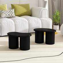 Irregular Bench, 2 Small Stools, 16*42*24.5 Cm, Black Irregular Coffee Table Bench - Black - View 6