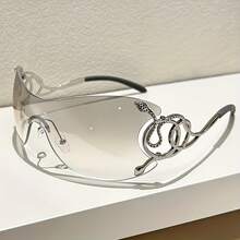 Y2K Snake Frameless Fashion Glasses, Featuring A Rimless Design With High-Definition PC Lenses, Stylish Snake Accessories Paired With Metal Hinges, Making Them The Best Choice For Daily Wear, Parties, And Gifts - C3 - 查看 13