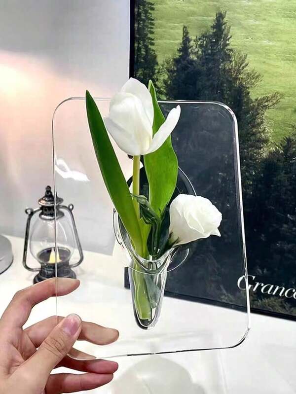 مزهرية أكريليك - مزهرية أكريليك شفافة، مزهرية فن حديثة لديكور المنزل، مزهرية زخرفية فريدة للرف الكتب، غرفة النوم، غرفة المعيشة، الزفاف، هدية تدشين المنزل