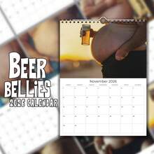 1 calendar de perete amuzant 2026, cadou amuzant cu glume, calendar de perete pentru bărbați, 12 ilustrații amuzante cu burtă mare, calendar lunar pentru ameliorarea stresului, decor creativ personalizat pentru birou și casă, potrivit ca și cadou amuzant pentru iubit, soț, tată, Crăciun, Anul Nou - Calendarul Burții de Bere 2026 - Vizualizare 1